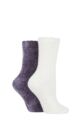 Ladies 2 Pair SOCKSHOP Chenille Boot Socks - Dusk / Cream