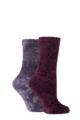 Ladies 2 Pair SOCKSHOP Chenille Boot Socks - Damson / Dusk