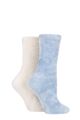 Ladies 2 Pair SOCKSHOP Chenille Boot Socks - Kentucky Blue / Shrinking Violet