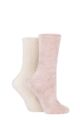 Ladies 2 Pair SOCKSHOP Chenille Boot Socks - Pink /  Shrinking Violet
