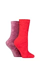 Women's 2 Pair SOCKSHOP Chenille Boot Socks - Crimson