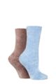Ladies 2 Pair SOCKSHOP Chenille Boot Socks - Gold / Kentucky Blue