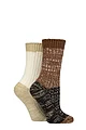 Women's 2 Pair SOCKSHOP Velvet Soft Chunky Rib Boot Socks - Fresh Coffee