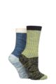 Ladies 2 Pair SOCKSHOP Velvet Soft Chunky Rib Boot Socks - Spanish Moss