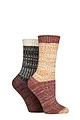 Women's 2 Pair SOCKSHOP Velvet Soft Chunky Rib Boot Socks - Cinnamon