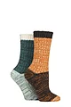 Women's 2 Pair SOCKSHOP Velvet Soft Chunky Rib Boot Socks - Marmalade