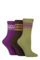 Women's 3 Pair SOCKSHOP Fair Isle Patterned Boot Socks - Wild Terrain