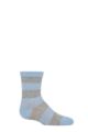 Boys and Girls 1 Pair SOCKSHOP Plain and Striped Bamboo Socks with Comfort Cuff and Smooth Toe Seams - Blue / Grey