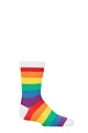 Boys and Girls 1 Pair SOCKSHOP Plain and Striped Bamboo Socks with Comfort Cuff and Smooth Toe Seams - Rainbow Stripes