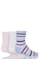 Babies and Kids 3 Pair SOCKSHOP Plain and Stripe Bamboo Socks with Smooth Toe Seams - Pinks