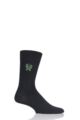 Mens 1 Pair SOCKSHOP Embroidered Sports Motif Cotton Modal Socks - Thistle Black