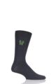 Mens 1 Pair SOCKSHOP Embroidered Sports Motif Cotton Modal Socks - Thistle Charcoal