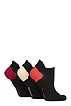 Women's 3 Pair SOCKSHOP Poly Sports No Show Socks - Black / Tuscan Rose