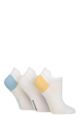 Women's 3 Pair SOCKSHOP Poly Sports No Show Socks - White / Sicilian Lemon