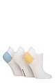 Women's 3 Pair SOCKSHOP Poly Sports No Show Socks - White / Sicilian Lemon
