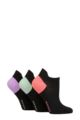 Ladies 3 Pair SOCKSHOP Poly Sports No Show Socks - Black Pastel