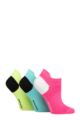 Ladies 3 Pair SOCKSHOP Poly Sports No Show Socks - Neon