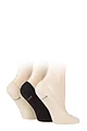 Women's 3 Pair SOCKSHOP Plain and Patterned Bamboo Shoe Liners - Natural / Black / Natural
