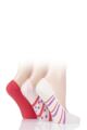 Ladies 3 Pair SOCKSHOP Plain and Patterned Bamboo Shoe Liners - Melon
