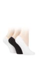 Ladies 3 Pair SOCKSHOP Bamboo Fine High Cut Liner - White / Black / White