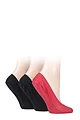 Women's 3 Pair SOCKSHOP Smooth Nylon Shoe Liners - Black / Black / Red