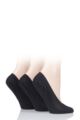 Ladies 3 Pair SOCKSHOP Smooth Nylon Shoe Liners - Black