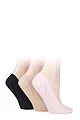 Women's 3 Pair SOCKSHOP Smooth Nylon Shoe Liners - Black / Natural / Pink