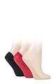 Women's 3 Pair SOCKSHOP Smooth Nylon Shoe Liners - Black / Natural / Red