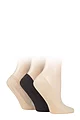 Women's 3 Pair SOCKSHOP Smooth Nylon Shoe Liners - Natural / Black / Natural