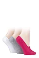 Women's 3 Pair SOCKSHOP Bamboo Fine High Cut Liner - White / Grey / Melon