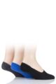 Mens 3 Pair SOCKSHOP Fine Bamboo Liners - Grey / Cobalt / Black