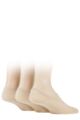 Mens 3 Pair SOCKSHOP Plain Hi Cut Bamboo Liners - Natural