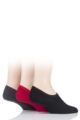 Mens 3 Pair SOCKSHOP Plain Hi Cut Bamboo Liners - Red / Charcoal / Black