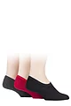 Mens 3 Pair SOCKSHOP Plain Hi Cut Bamboo Liners - Red / Charcoal / Black