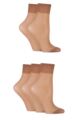 Women's 5 Pair SOCKSHOP 15 Denier Ankle Highs - Hazelnut