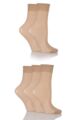 Ladies 5 Pair SOCKSHOP 15 Denier Ankle Highs - Nude