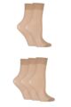 Women's 5 Pair SOCKSHOP 15 Denier Ankle Highs - Nude