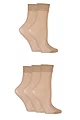 Women's 5 Pair SOCKSHOP 15 Denier Ankle Highs - Nude