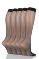 Ladies 5 Pair SOCKSHOP 15 Denier Knee Highs - Black