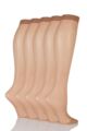 Women's 5 Pair SOCKSHOP 15 Denier Knee Highs - Hazelnut