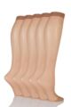 Ladies 5 Pair SOCKSHOP 15 Denier Knee Highs - Hazelnut