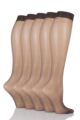 Ladies 5 Pair SOCKSHOP 15 Denier Knee Highs - Nearly Black