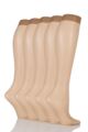 Ladies 5 Pair SOCKSHOP 15 Denier Knee Highs - Nude