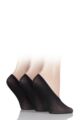 Ladies 3 Pair SOCKSHOP Soft Sheen Shoe Liner Socks - Black