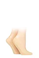 Women's 2 Pair SOCKSHOP Plain & Spot Scallop Shoe Liners - Nude