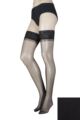 Ladies 1 Pair SOCKSHOP 10 Denier Classic Nylon Lace Top Hold Ups - Black