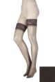 Ladies 1 Pair SOCKSHOP 10 Denier Classic Nylon Lace Top Hold Ups - Nearly Black