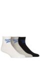 Mens and Ladies 3 Pair Reebok Foundation Cotton Ankle Socks - White / Grey / Black