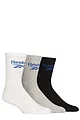 Mens and Women's 3 Pair Reebok Foundation Cotton Crew Socks - White / Grey / Black