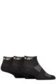 Mens and Women's 3 Pair Reebok Essentials Cotton Ankle Socks with Arch Support and Mesh Top - Black